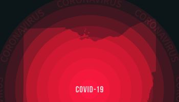 Ohio map with the spread of COVID-19. Coronavirus outbreak