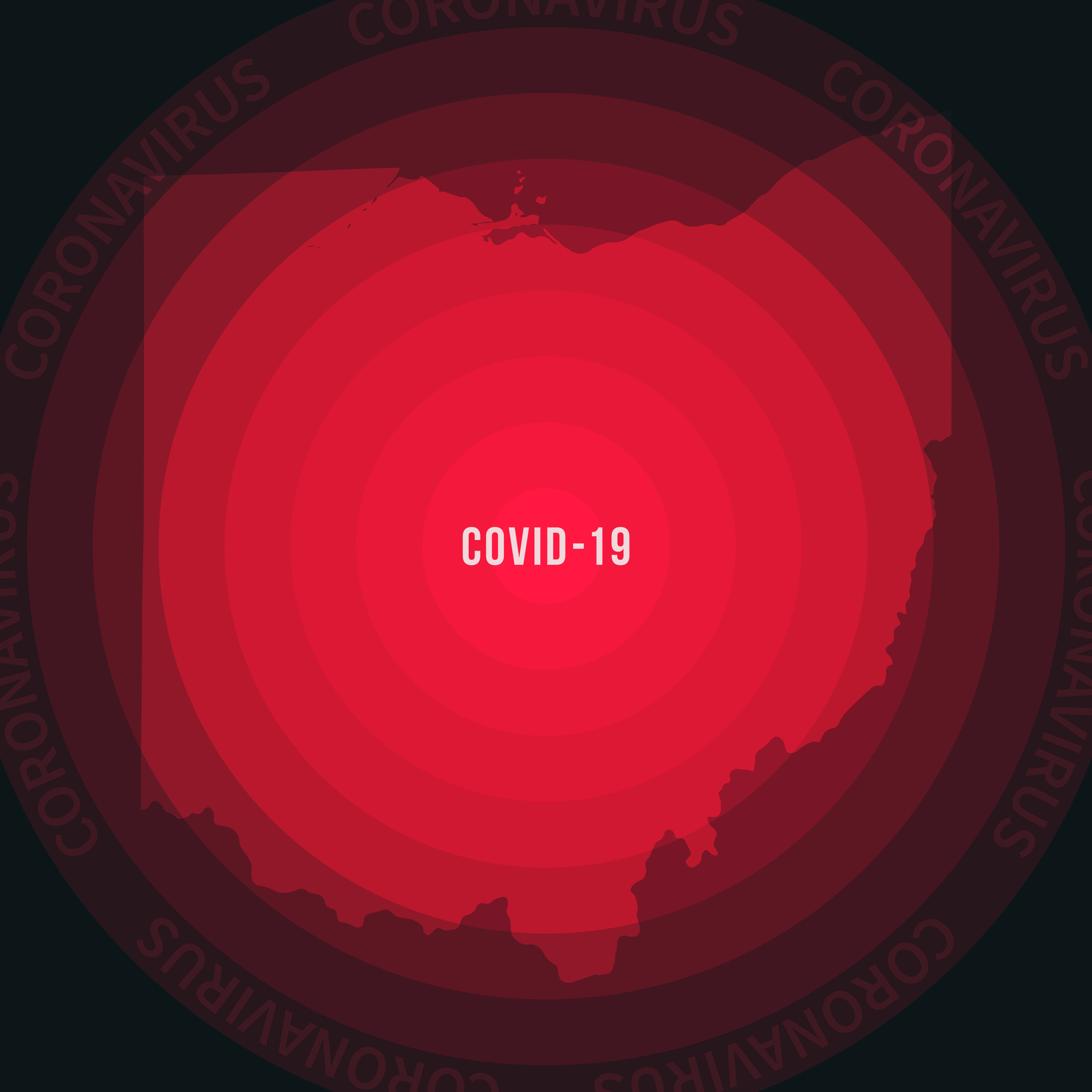 Ohio map with the spread of COVID-19. Coronavirus outbreak
