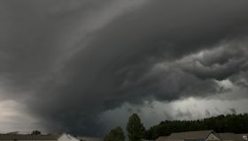 Severe weather over apartment buildings