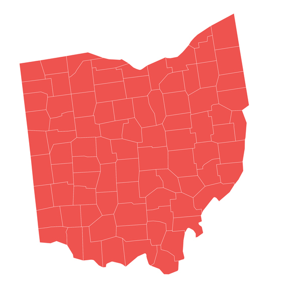 Ohio state map with counties
