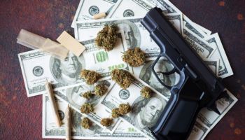 Black gun, marijuana bumps and dollar bills