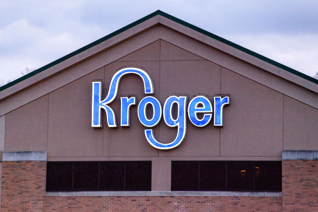 Kroger logo is seen at one of their stores in Athens.