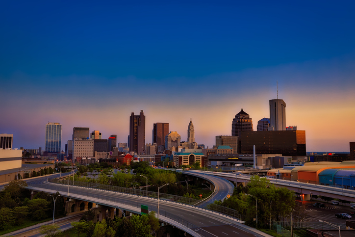 Columbus, Ohio skyline at sunset