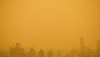 New York City Skyline - Smoke from Canadian Wildfires - Hazardous Air Quality