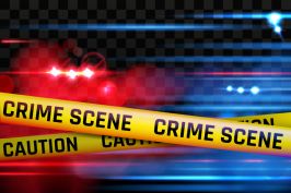 Police caution border. Incident scene. Emergency lights and yellow adhesive tape. Crime ribbon in dark. Attention cross barricade. Investigation boundary. Vector transparent background